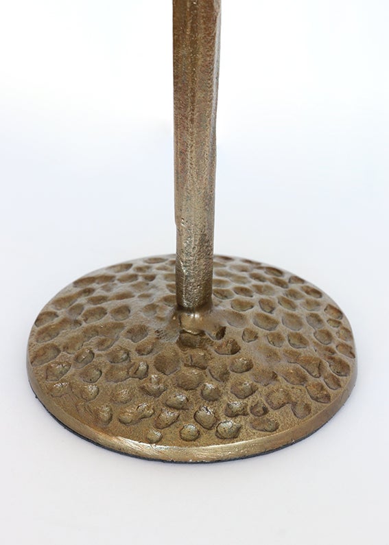 Forged Organic Style Tall Candlestick in Antique Brass Finish