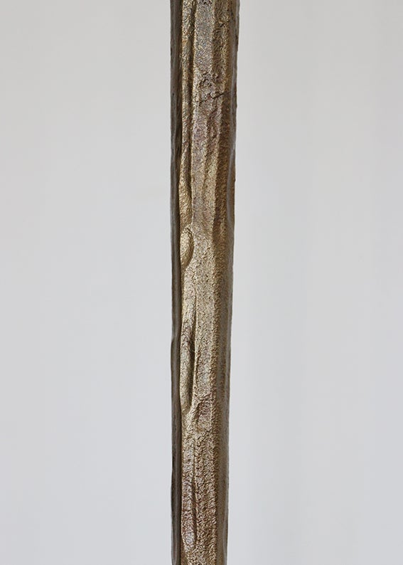 Forged Organic Style Tall Candlestick in Antique Brass Finish