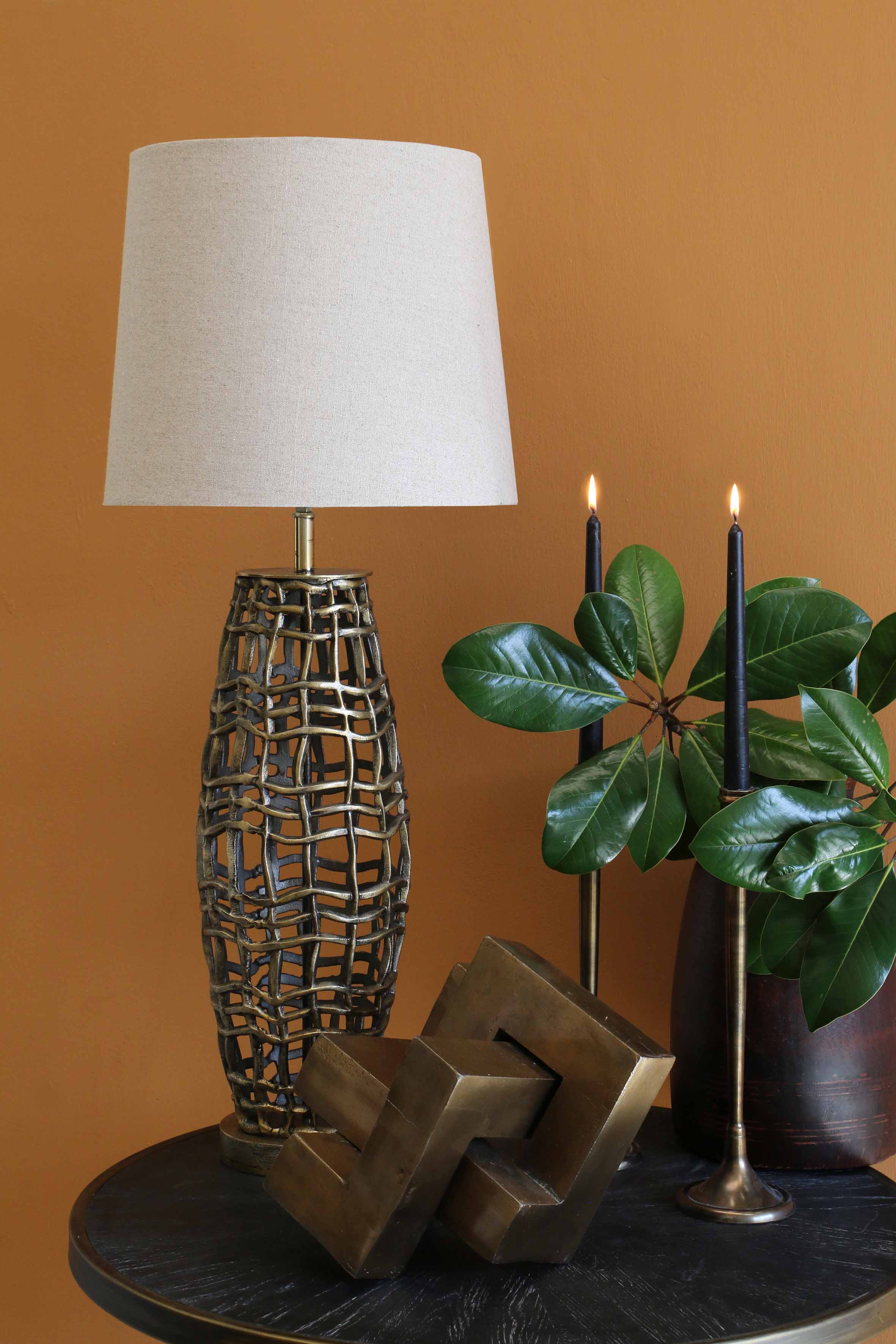 ZURICH METAL WEAVE LAMP BASE IN OLD BRASS FINISH