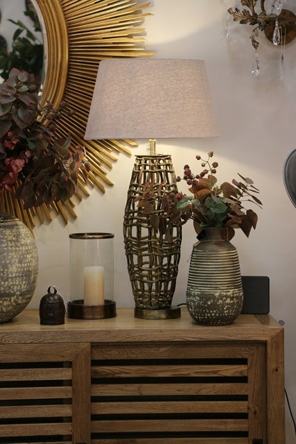 ZURICH METAL WEAVE LAMP BASE IN OLD BRASS FINISH