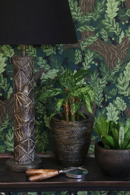 Sahara Cylinder Carved Lamp Base - Dark Antique Brass/Bronze