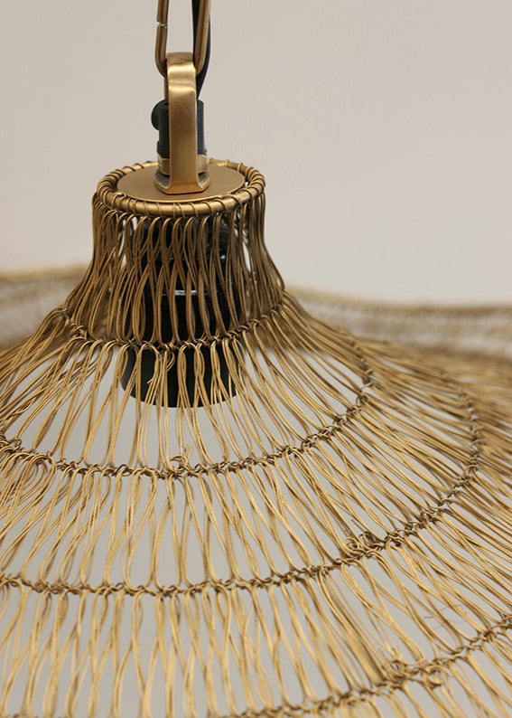 Phoebe Floating Antique Brass Woven Wire Hanging Light