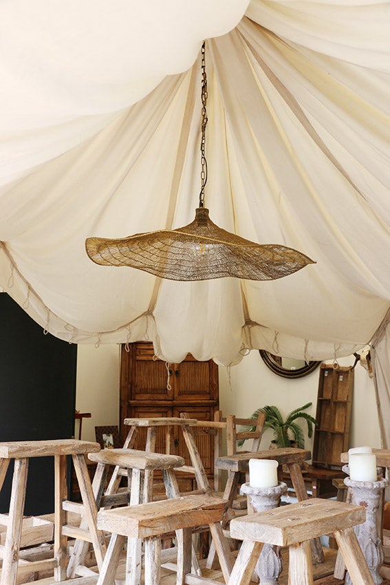 Phoebe Floating Antique Brass Woven Wire Hanging Light