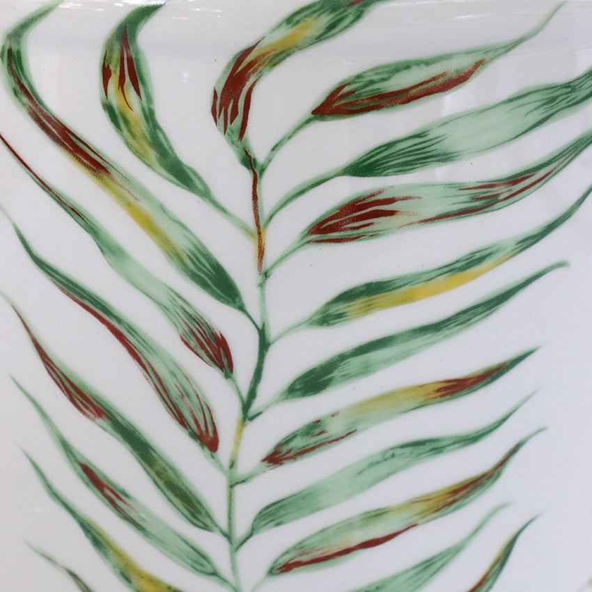 Palm Leaf Crackled Planter18cm