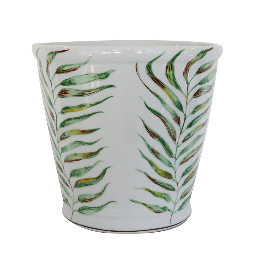 Palm Leaf Crackled Planter 23cm