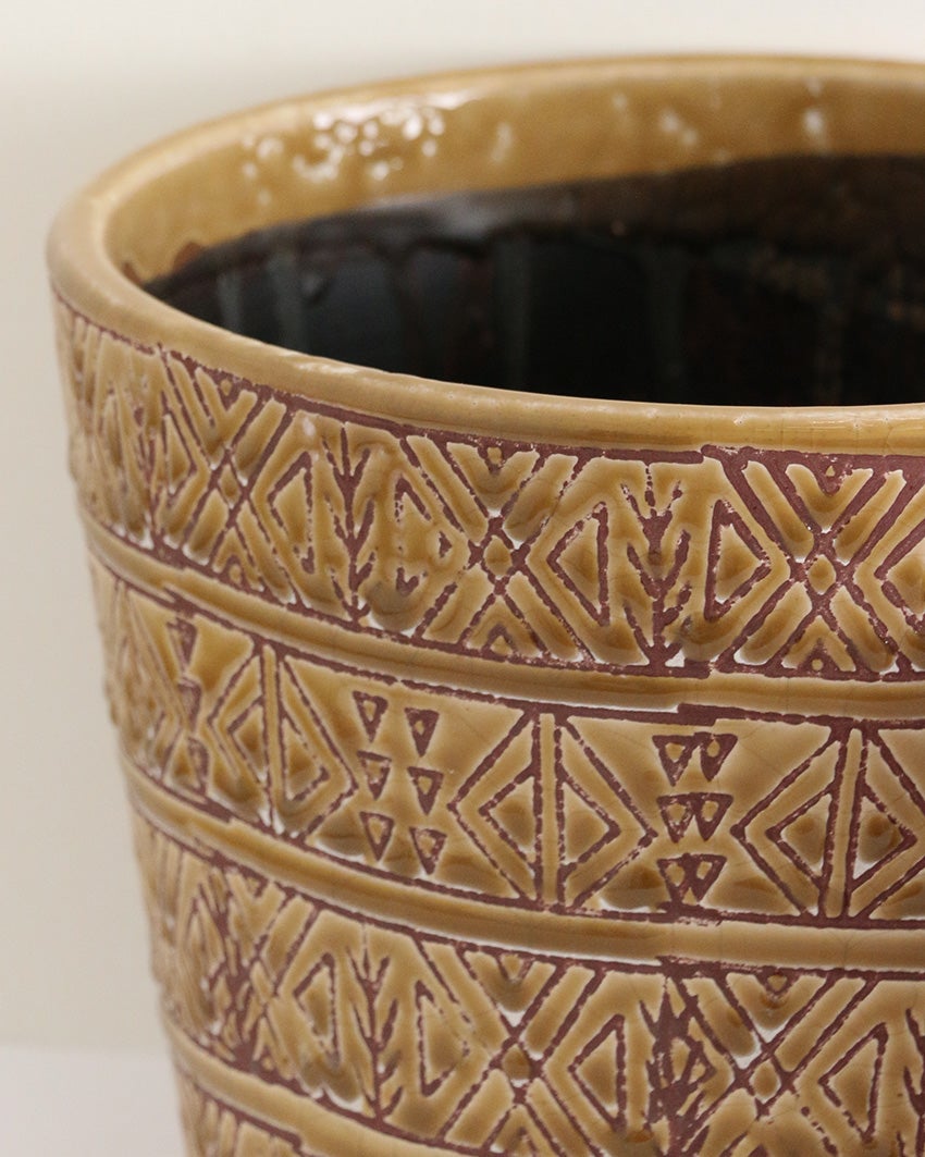 Aztec Geometric Pattern Planter Large