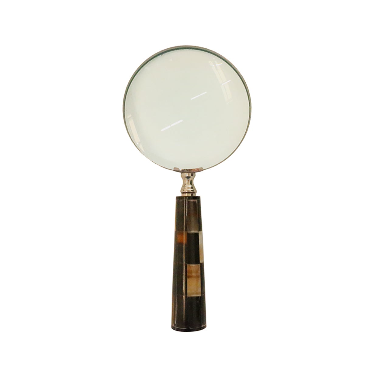 Magnifying Glass Horn Handle Nickel Finish
