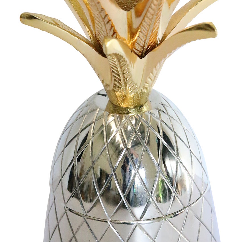 PINEAPPLE STORAGE VESSEL NICKEL & BRASS FINISH
