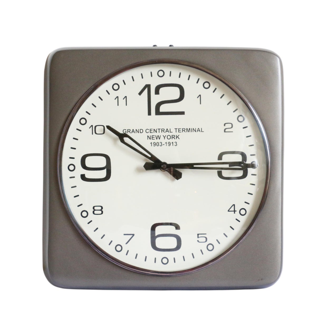 Wall Clock Satin Grey and Silver Antique Finish