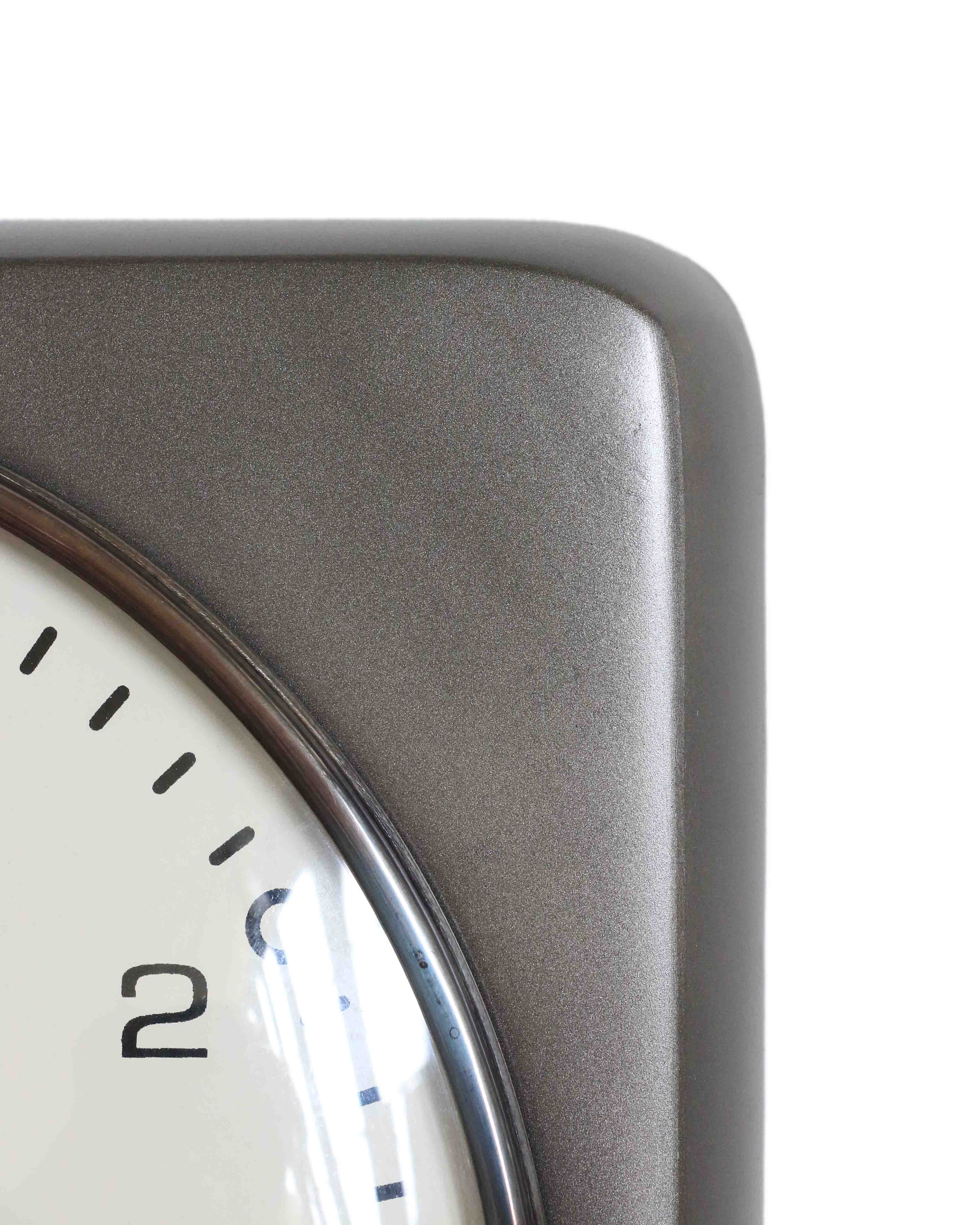 Wall Clock Satin Grey and Silver Antique Finish