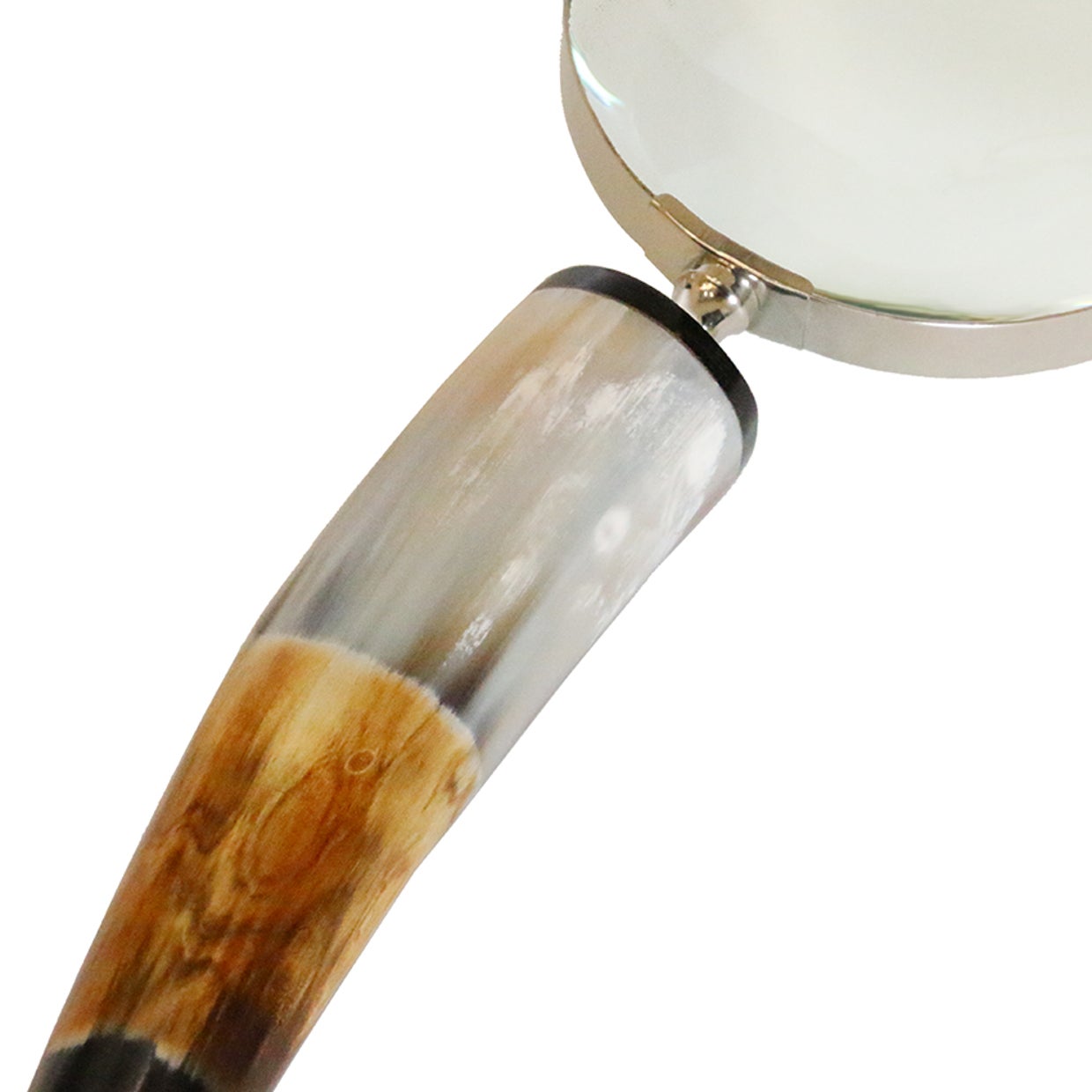 Brass Magnifying Glass with Curved Horn Handle