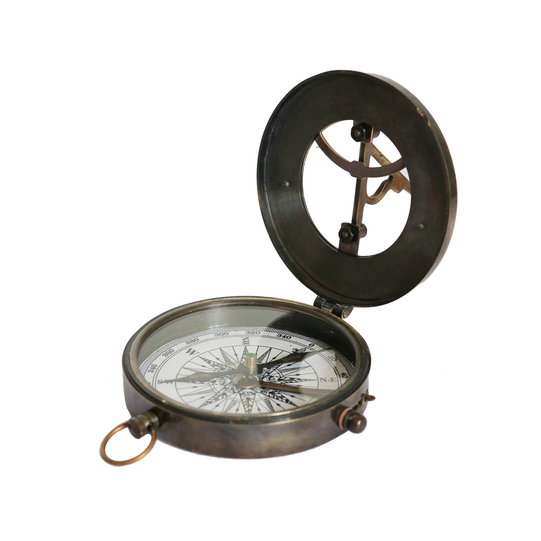Sundial with Compass in Two Tone Antique Finish