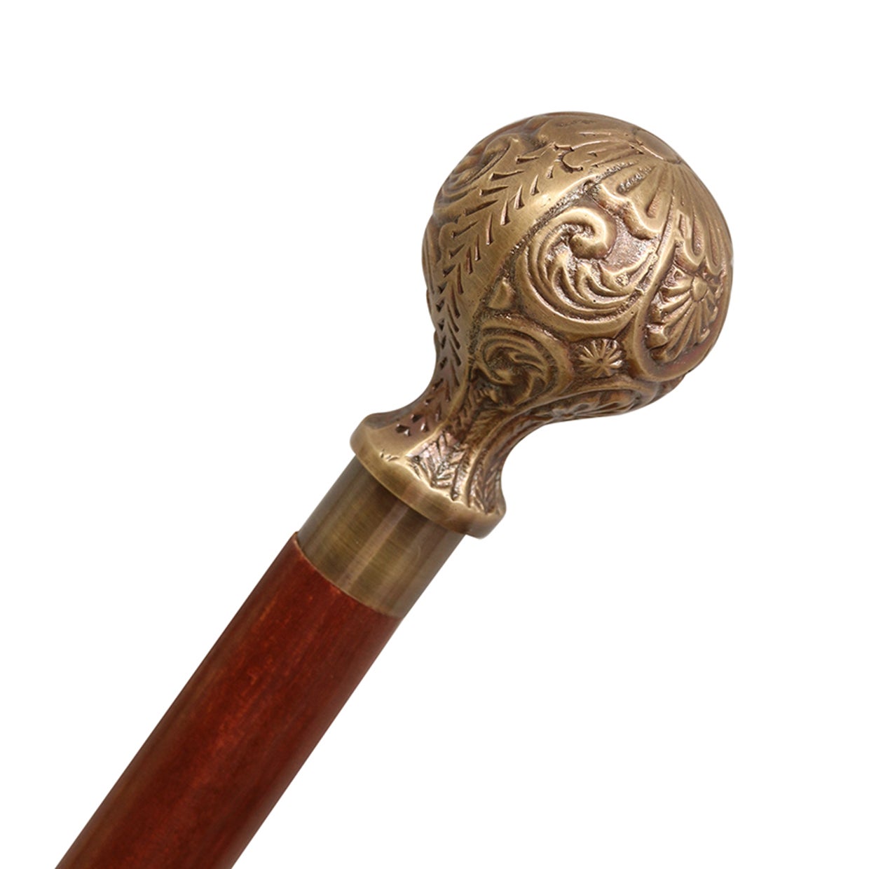 Walking Stick - Carved Brass Ball