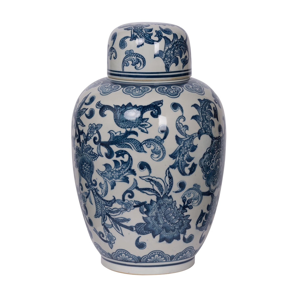 GINGER JAR LARGE BLOSSOM BLUE & WHITE