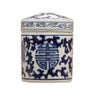 BLUE & WHITE DECORATIVE JAR WITH LID