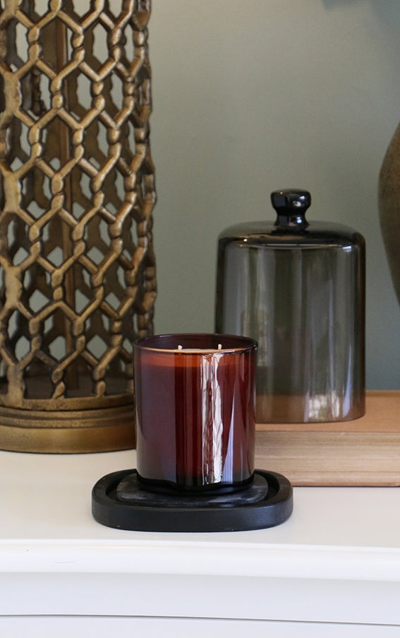 PERFUMERY GLASS DOME AND WOODEN BASE