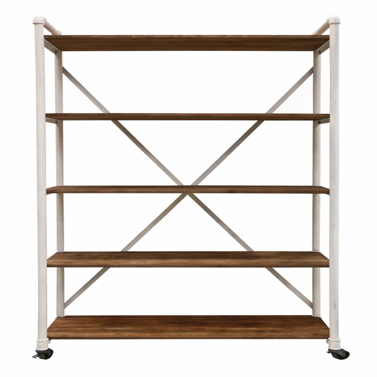 Riveria Sinlge Industrial Old Pine & White Steel Bookcase