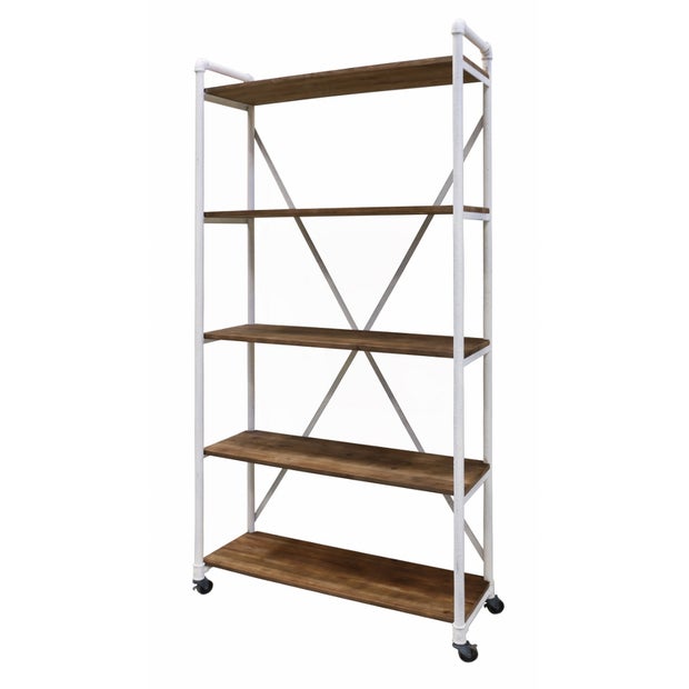 Riveria Industrial Old Pine & White Steel Bookcase