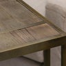 Cairo Sofa Table - Parquet Elm Top & Metal Base in Dark Antique Brass Finish