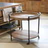 Cairo Trolley with Elm Parquet Tray Top & Base with Gunmetal Legs