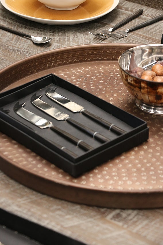 Burnished Black & Stainless Steel Cheese Knife (4pc per set)