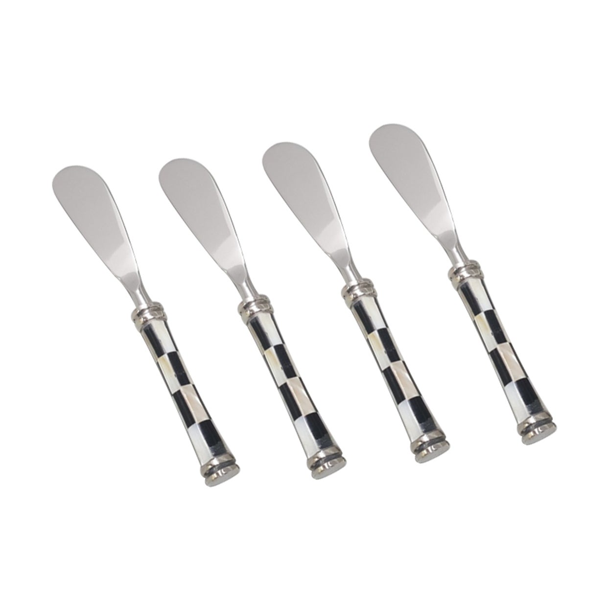 Checker Black & White Bone and Stainless Steel Spreaders (4pc per set)
