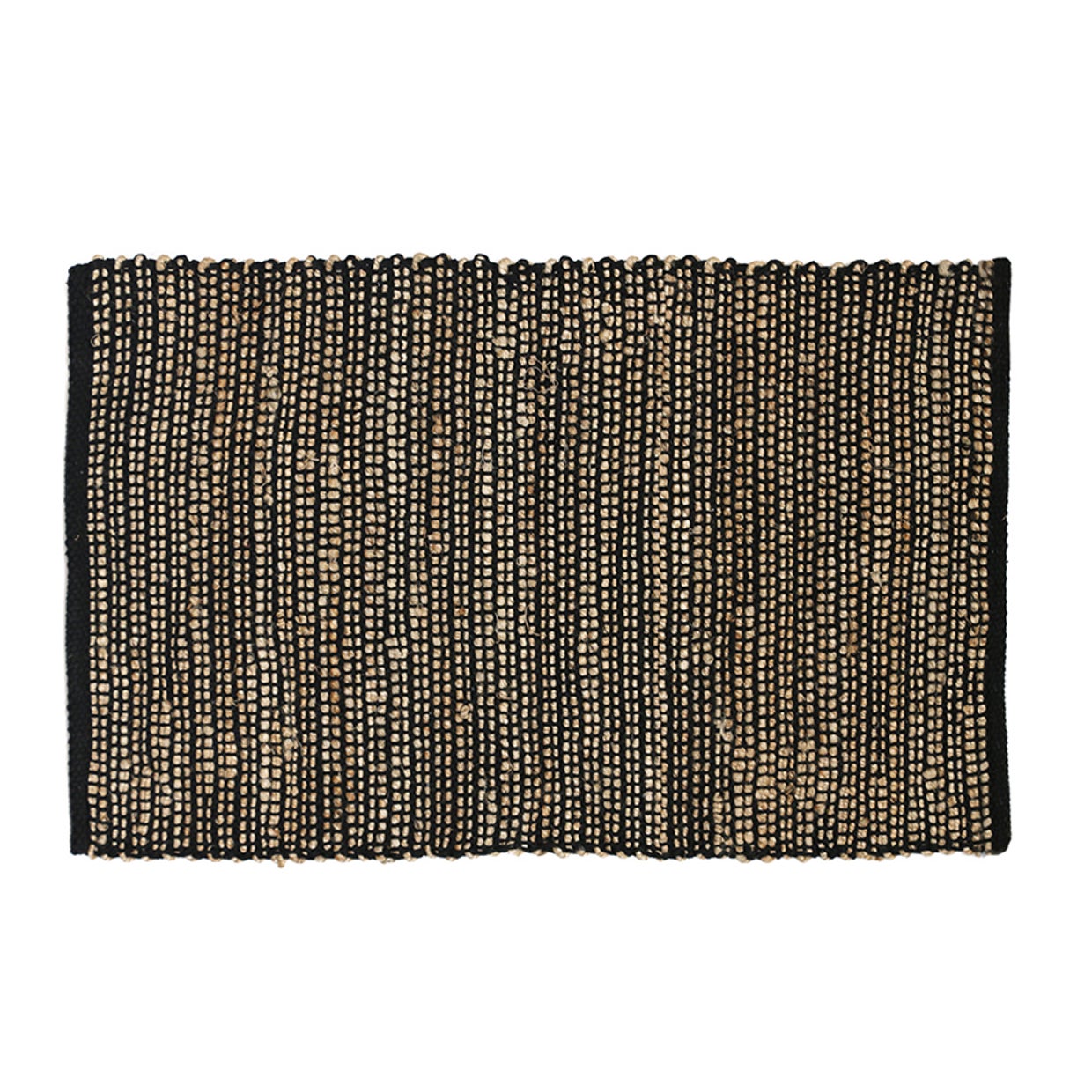 Cuba Natural/Black Textural Jute/Cotton Doormat 60x90
