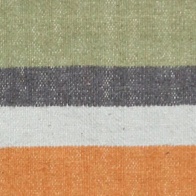 Orange/Green Multi Stripe Cotton and Wool Rug 120x180 - Autumn Special