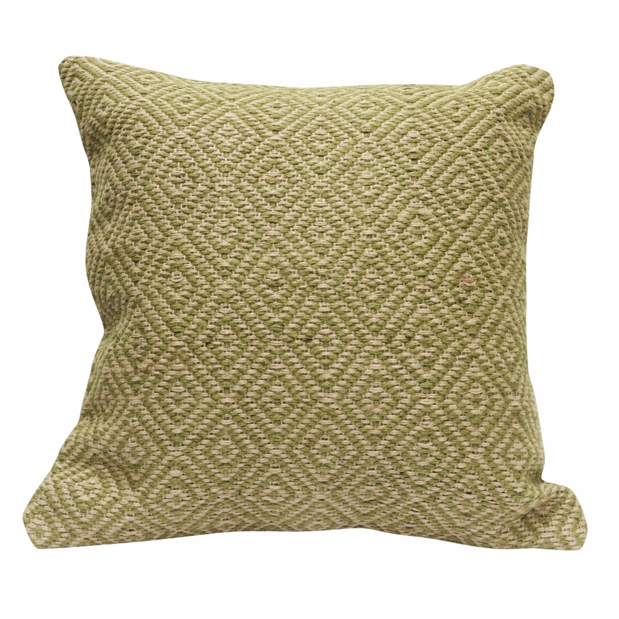 KILIM CUSHION COVER CHARTREUSE & JUTE DIAMOND PATTERN 100% JUTE