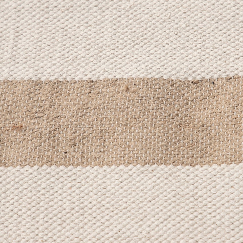 Natural/Cream Striped 90% Cotton 10% Jute Rug