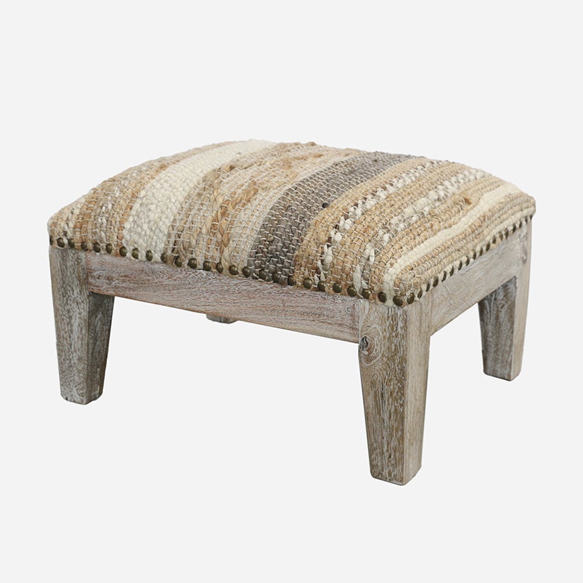 Calypso Stool in Woven Jute & Cotton 450L x 350W x 300H
