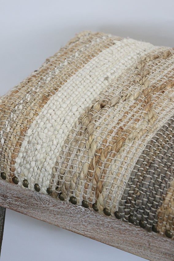 Calypso Stool in Woven Jute & Cotton 450L x 350W x 300H