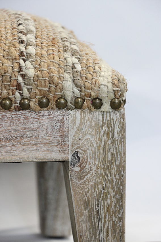 Calypso Stool in Woven Jute & Cotton 450L x 350W x 300H