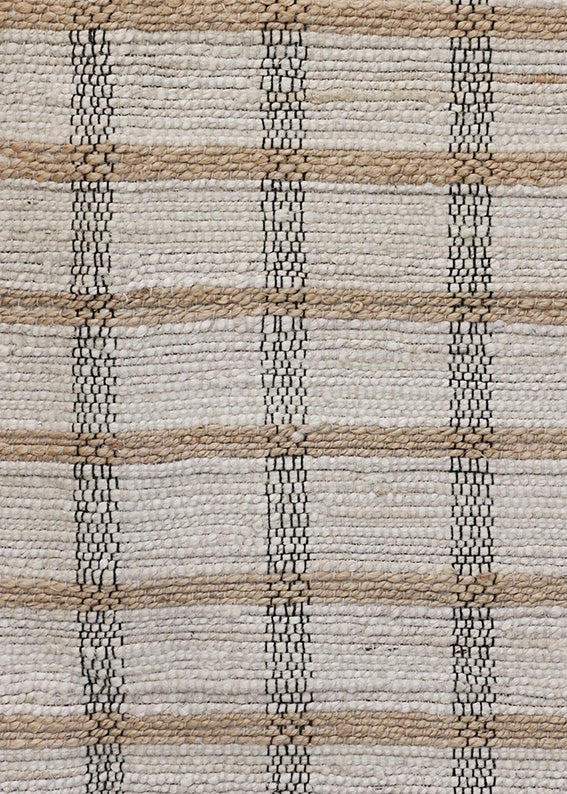 Ibiza Natural, Ivory & Black Check Rug 1800L x 1200W