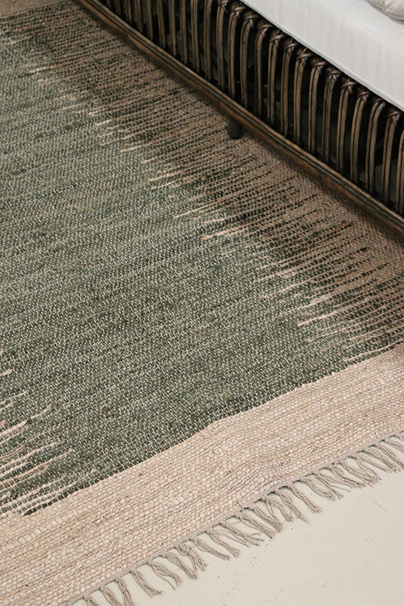 Green Ombre 80% Jute and 20% Cotton Kilim Rug 1800L x 1200W