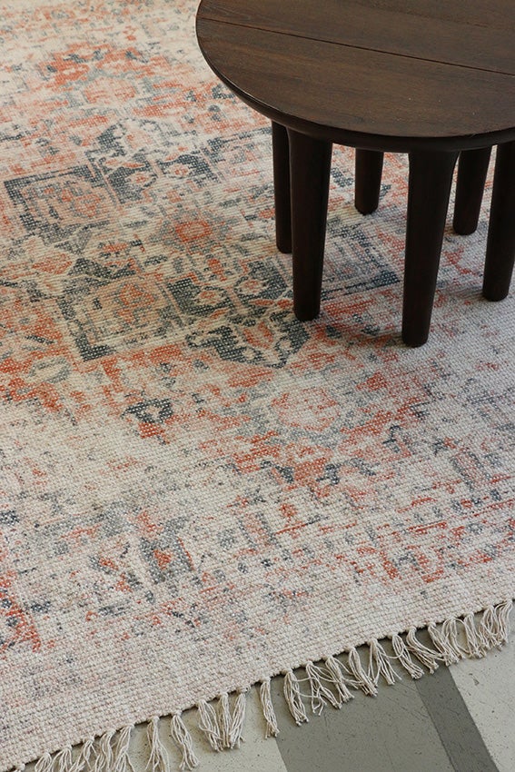 Kashan Style Stonewashed Rug in Apricot Verde 1800L x 1200W