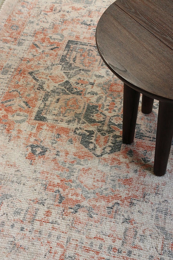 Kashan Style Stonewashed Rug in Apricot Verde 1800L x 1200W