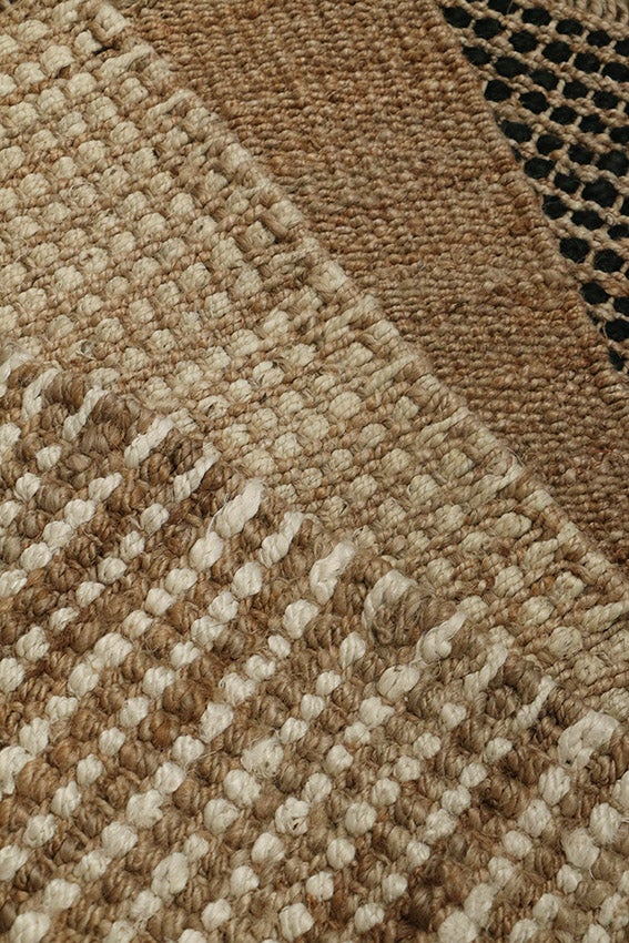 100% Jute Doormat Waffle Weave Natural & Ivory Door Mat  with Fringe 900L x 600W
