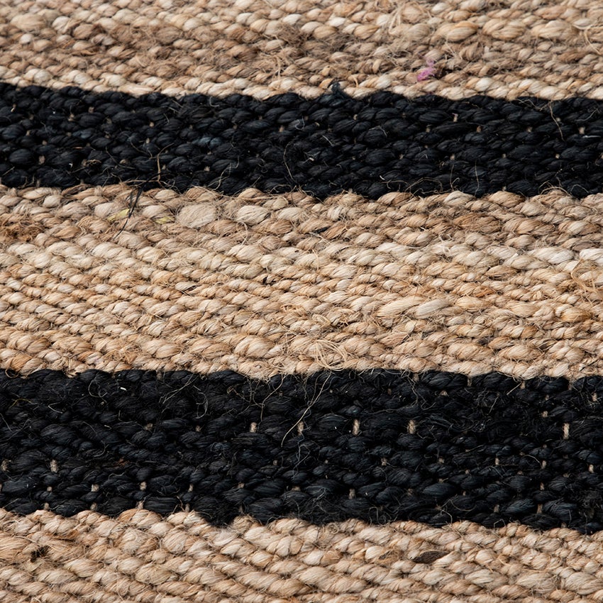 Natural Sisal with Black Stripes 100% Jute Rug 1800L x 1200W