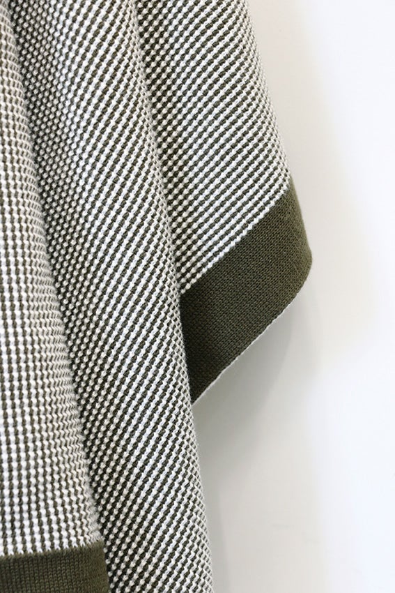 Dunedin Olive and Ivory Throw in Boucle Weave