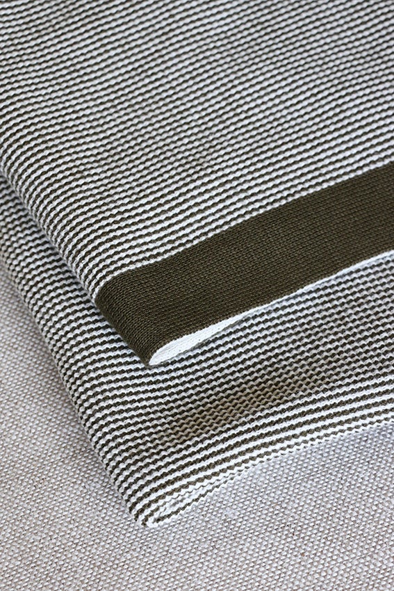 Dunedin Olive and Ivory Throw in Boucle Weave