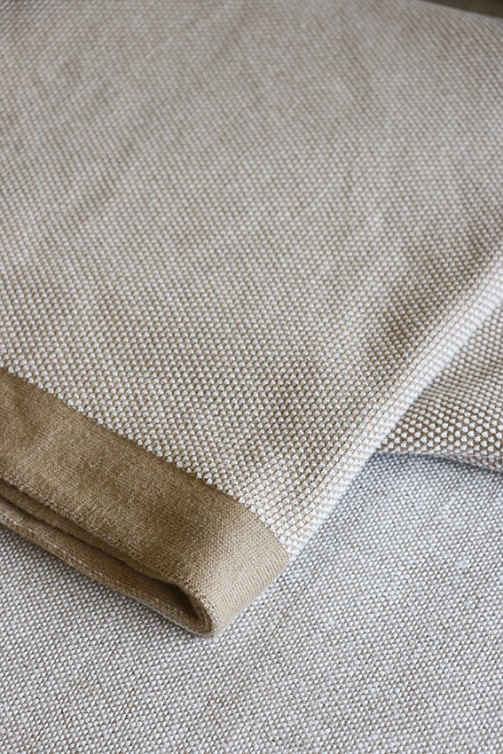 Clyde Caramel & Ivory Throw in Boucle Weave
