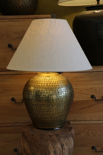 Ravello Etched Lamp Base in Antique Brass Finish