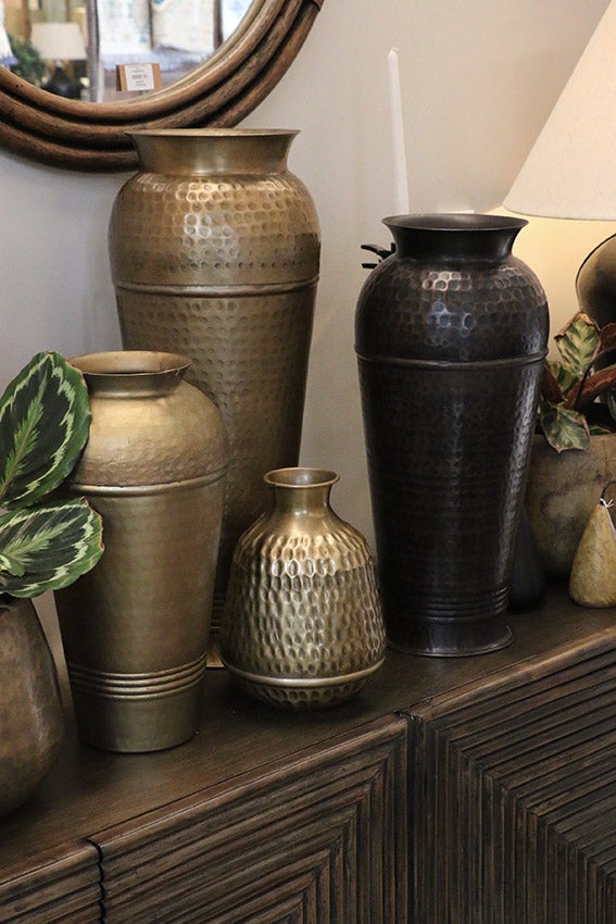 Marbella Urns Set of 2 Dark Brass Antique and Black Antique