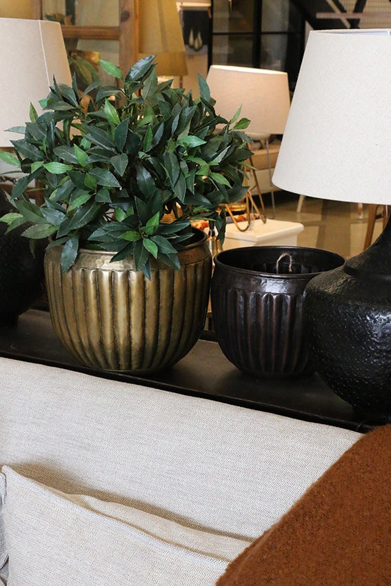Marbella Set of 3 Planters Dark Brass Antique and Black Antique