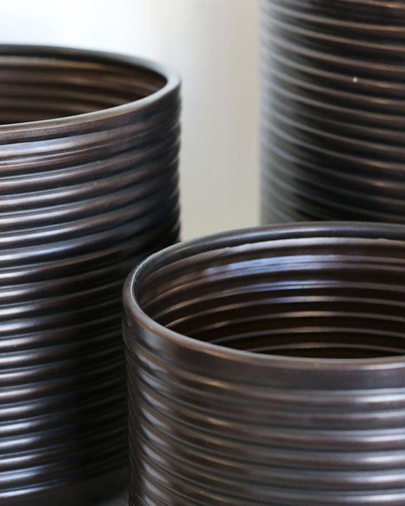 Calypso Set of 3 Planters in Bronze