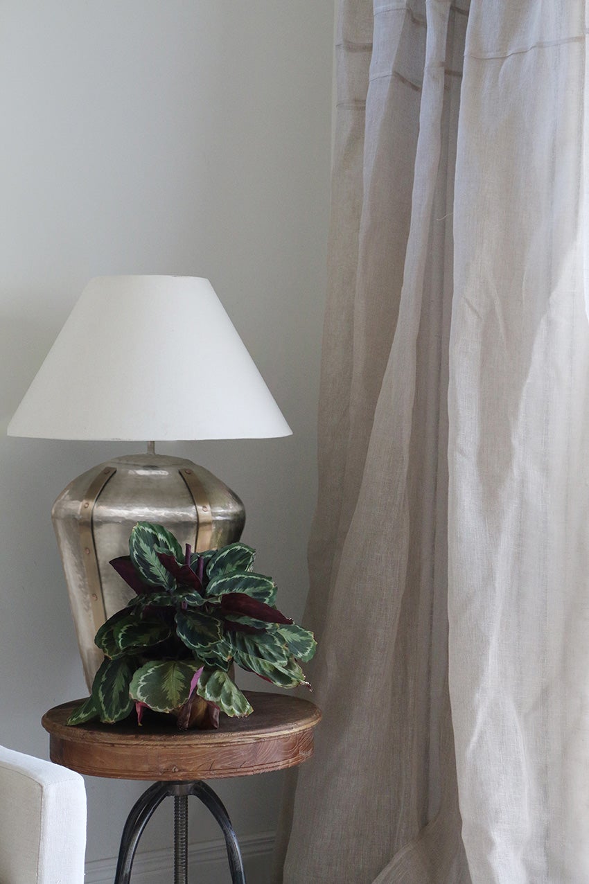 Litchfield Lamp Base in Antique Silver with Brass Strips