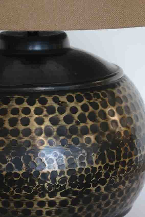 Egyptian Style Bronze / Brass Finish Beaten Round Lamp Base