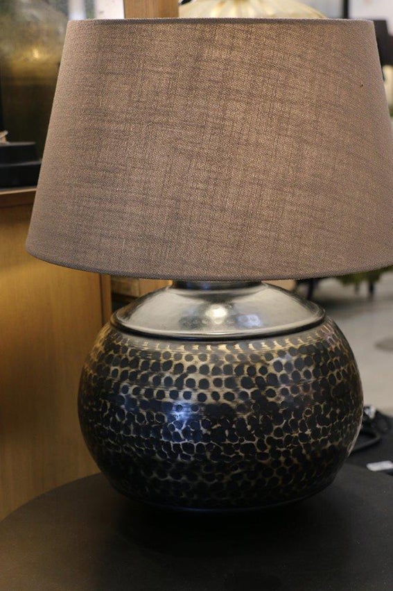 Egyptian Style Bronze / Brass Finish Beaten Round Lamp Base