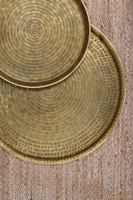 Ravello Large Etched Tray in Antique Brass Finish